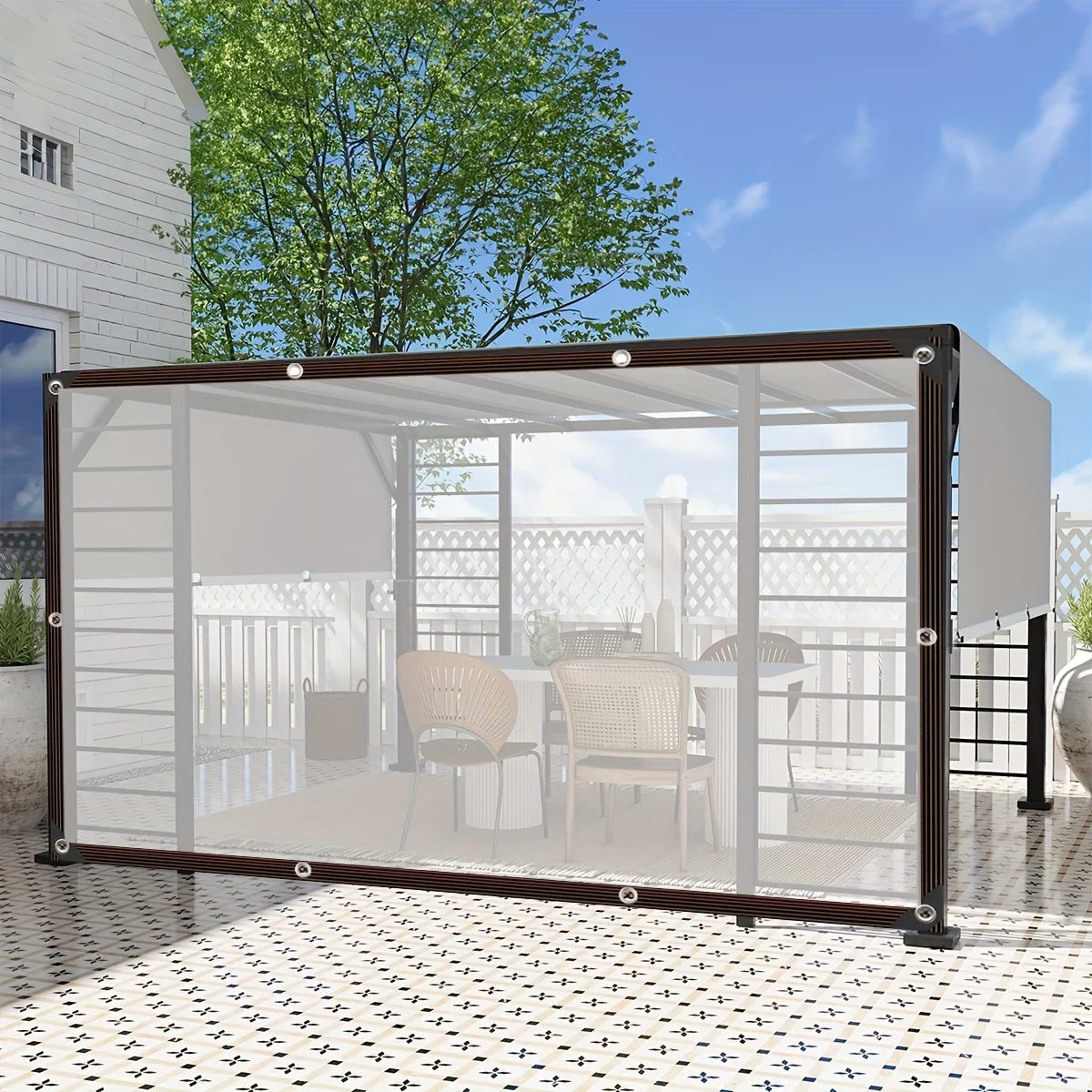 Hign-concerned Transparent Waterproof Tarpaulin With Sealing Rings For Courtyard Gardens