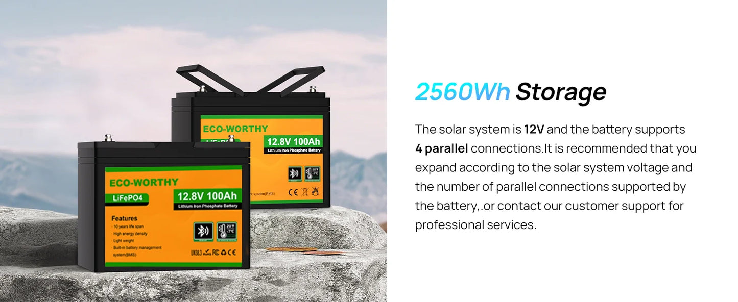 Eco-Worthy RV Solar Kit 4x100W Panels MPPT Battery