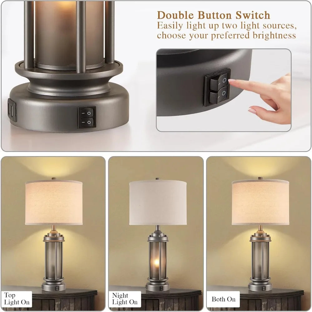 Hign-concerned Metal Table Lamps Set of 2 With USB Port
