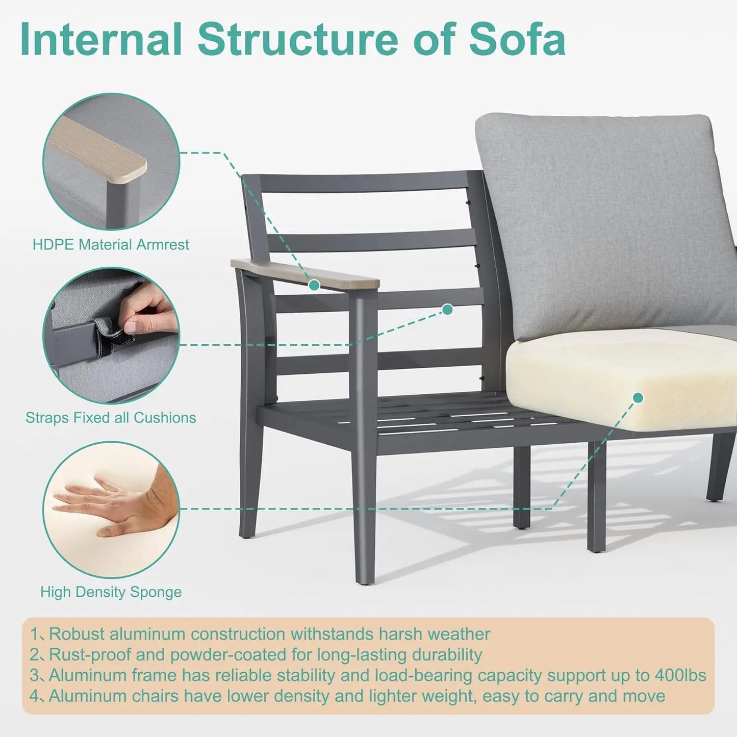Aluminum Outdoor Patio Conversation Set With Swivel Rocking