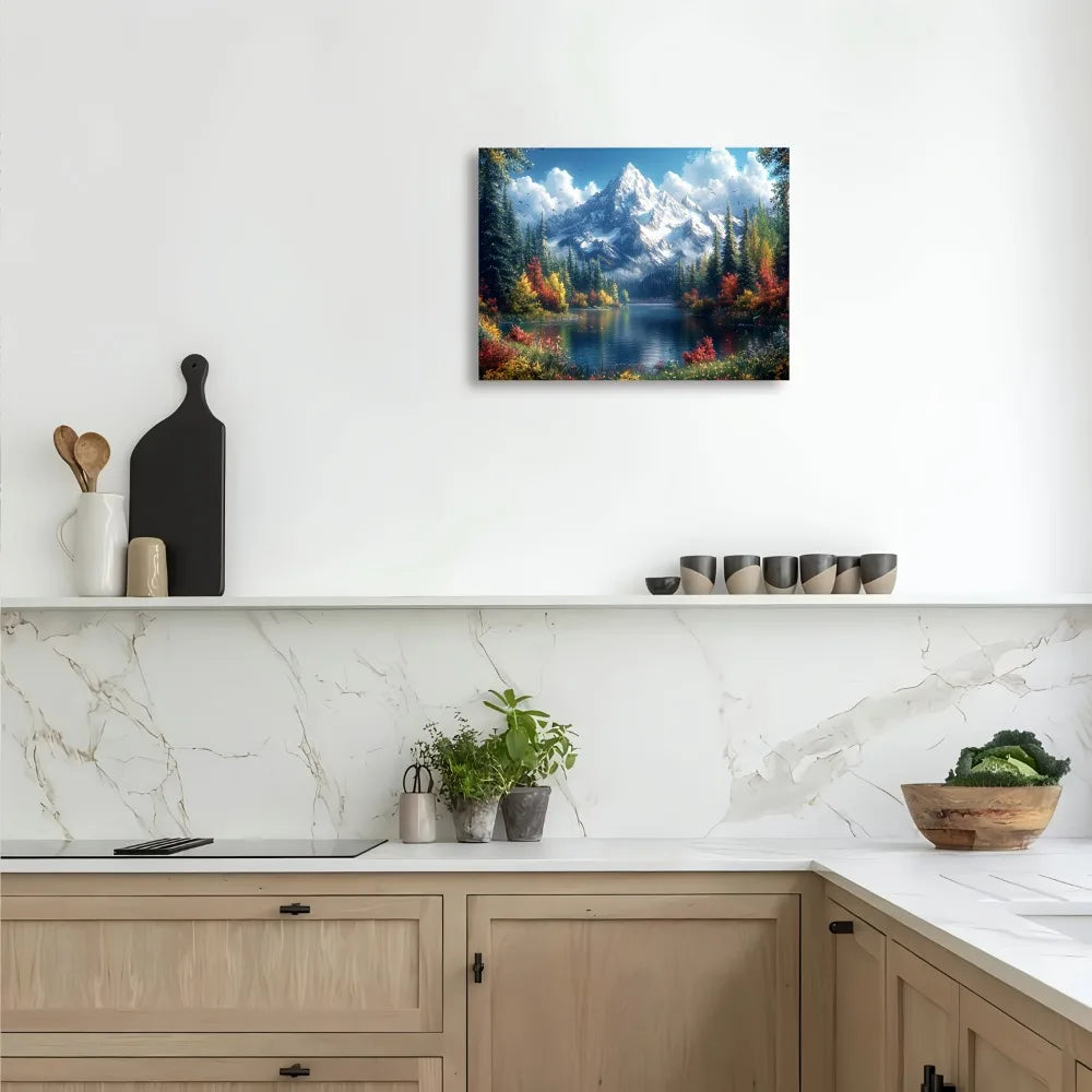 Hign-concerned Pine Frame Landscape Canvas Wall Art