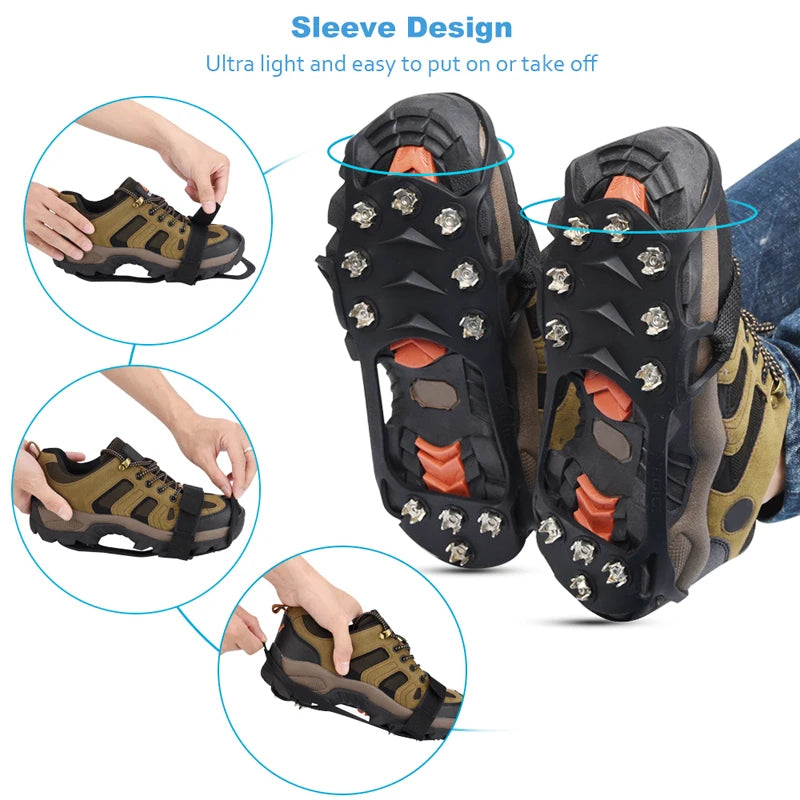 RAKZEDTO 11 Teeth Snow Crampons Ice Grippers for Shoes