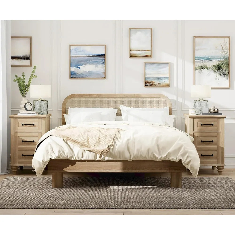 Set of 2 Farmhouse End Tables With Charging Station Drawer