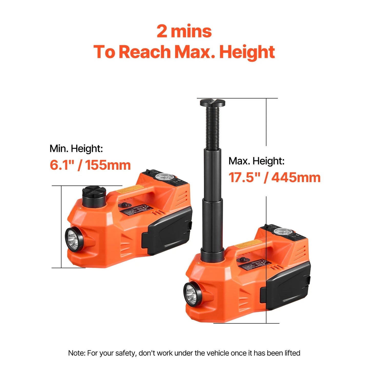 Succebuy 12V Electric Car Jack With Built-In Inflator LED Light