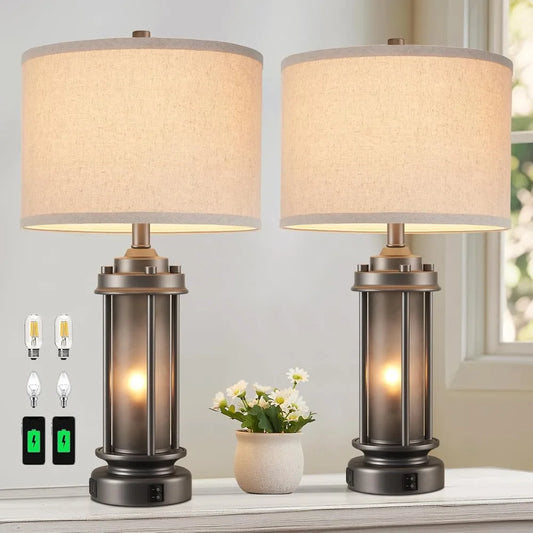 Hign-concerned Metal Table Lamps Set of 2 With USB Port