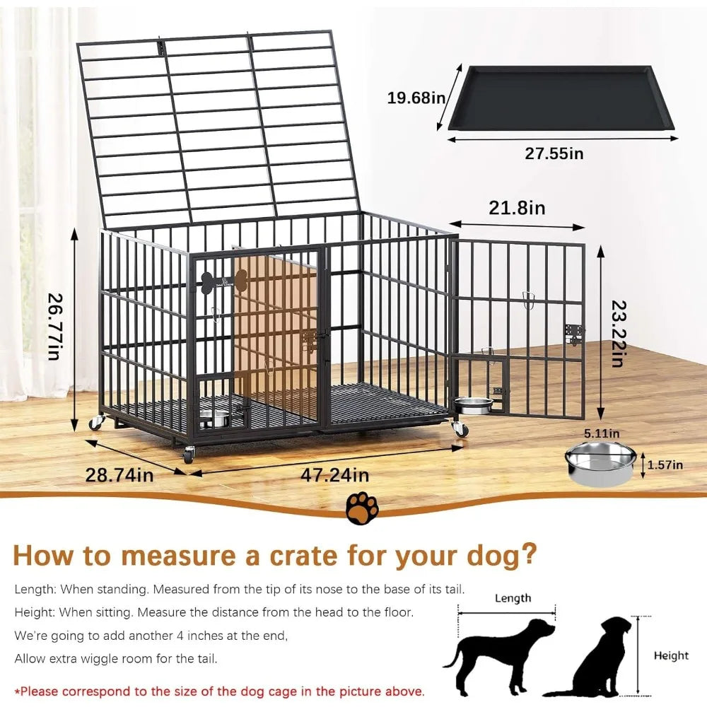 IndustrialStrength SuperHeavy Duty Metal Dog Crate Indoor Kennel Durable OpenTop
