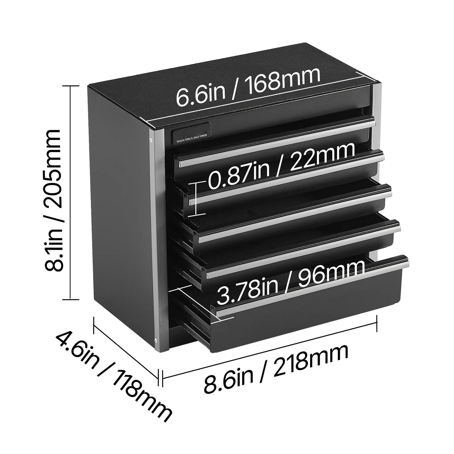 SucceBuy Five Drawer Metal Tool Box With PP Feet Storage