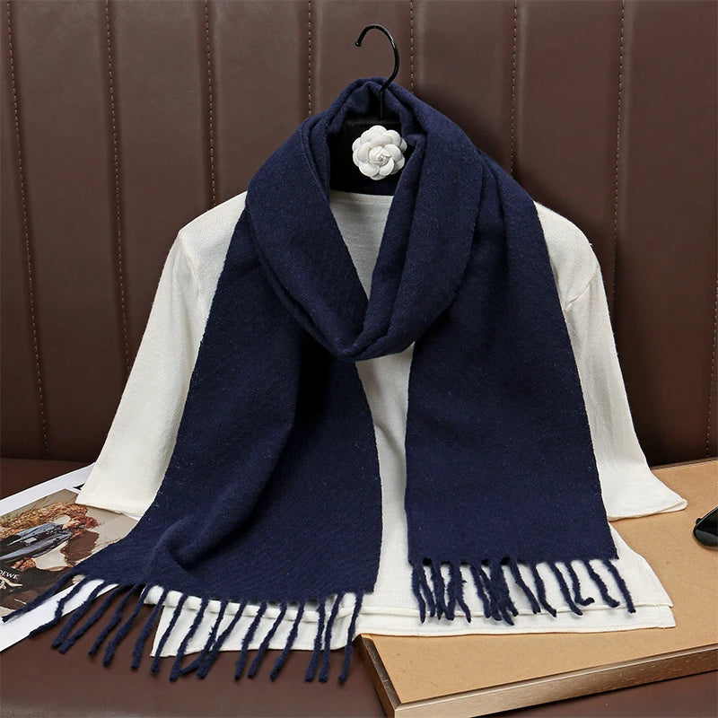 Runmeifacn Warm Cashmere Scarf For Women Solid Knit Wrap