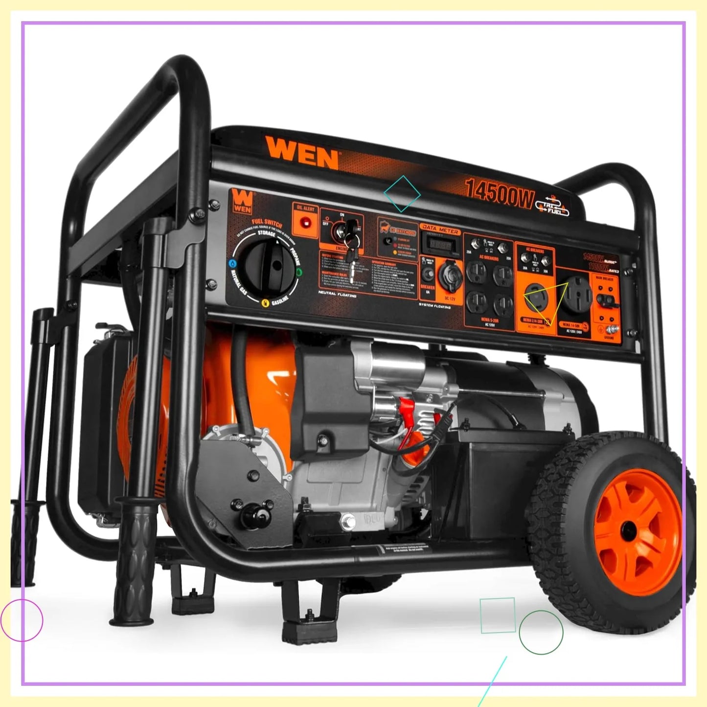Tri Fuel 14500W Generator Electric Start Transfer Switch Ready