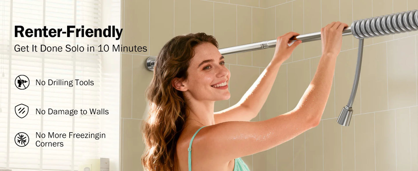 Tandem Dual Shower Head For Couples With Adjustable Slider