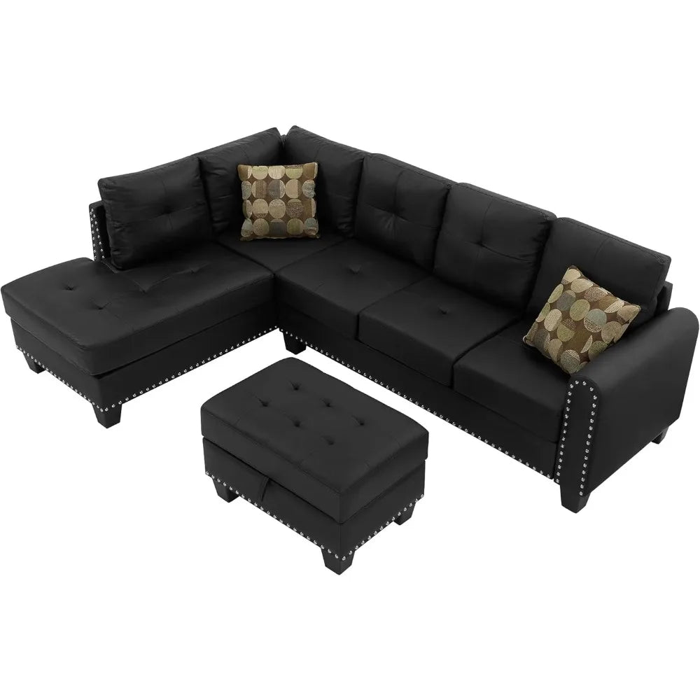 TANGXU L Shaped Sectional Sofa Set With Storage Ottoman