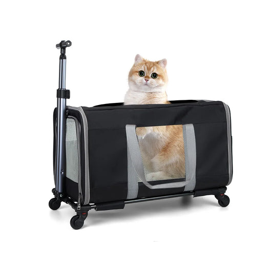 Cat Trolley For Two Cats With Ultra-Heavy-Duty Aluminum-Frame Wheels Travel-Ready
