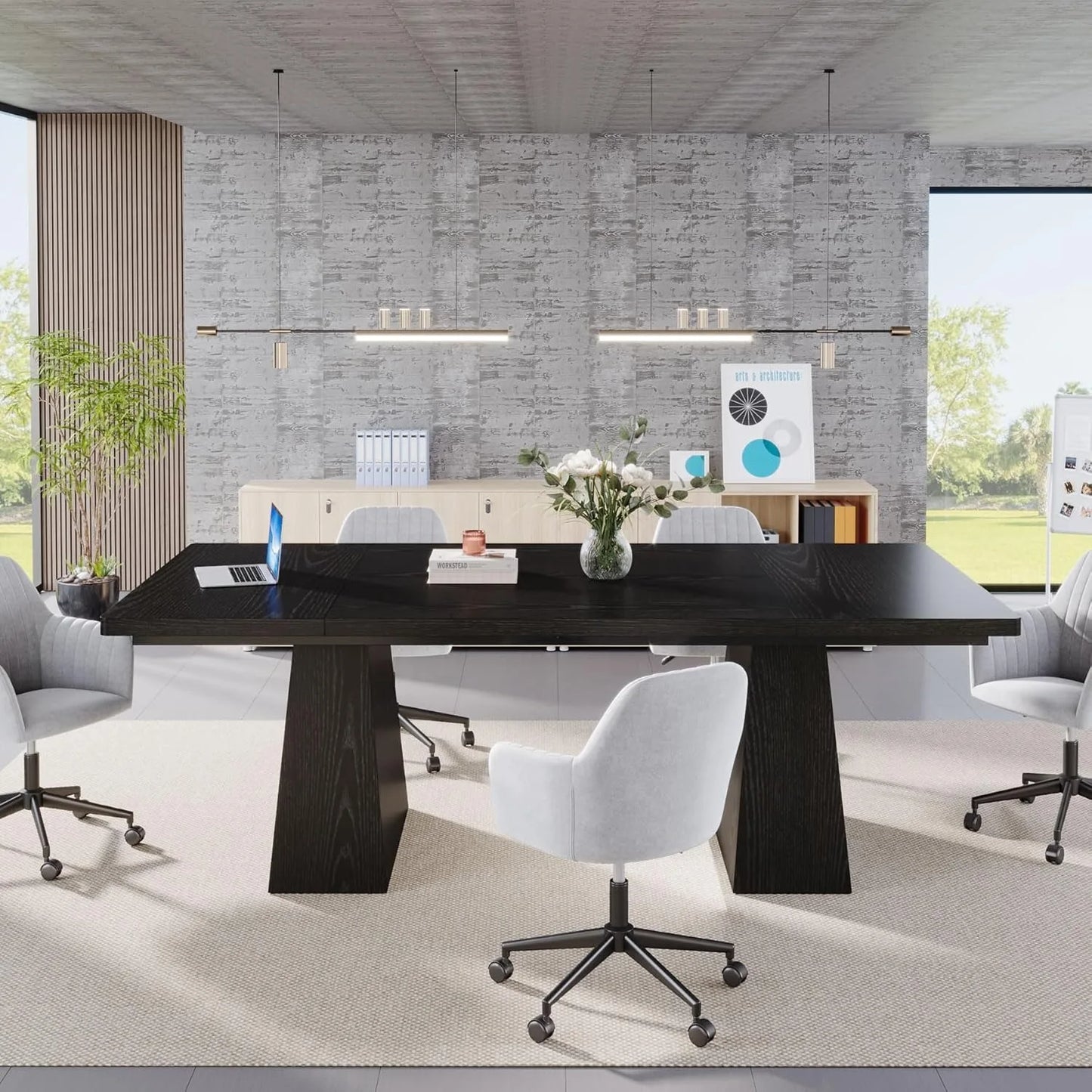 Little Tree Modern Dining Table With Tapered Wood Legs For Kitchen Living Room