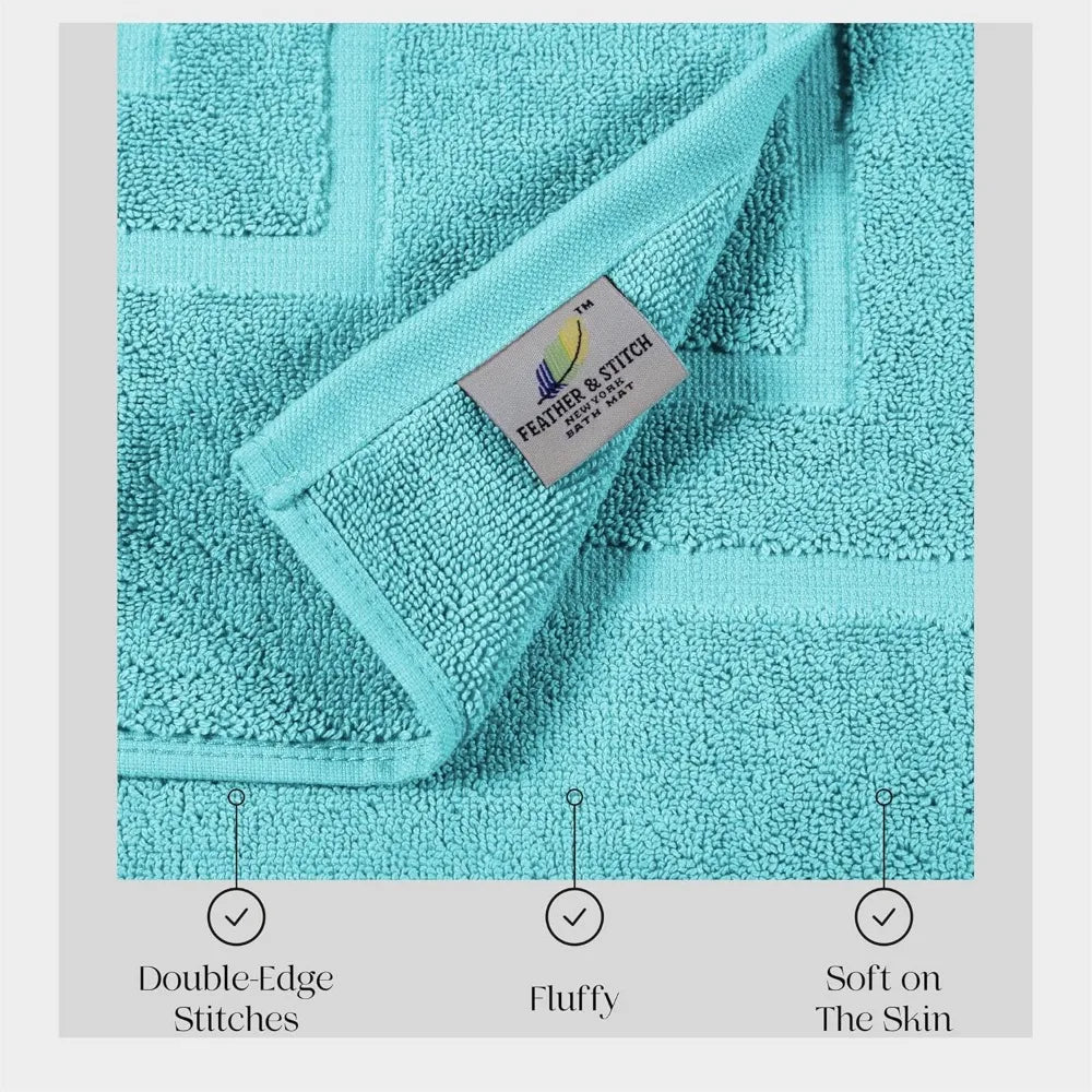 Hign-concerned Feather and Stitch 2 Piece Bath Mat Set