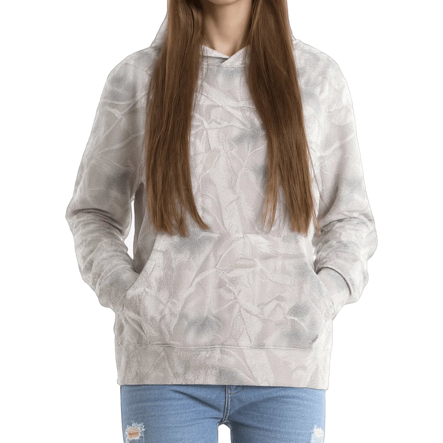 Womens Camo Maple Leaf Print Hooded Polyester Sweatshirt