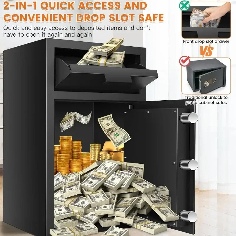 Tiskgg Fireproof Floor Safe Anti Theft Coin Slot Home Office