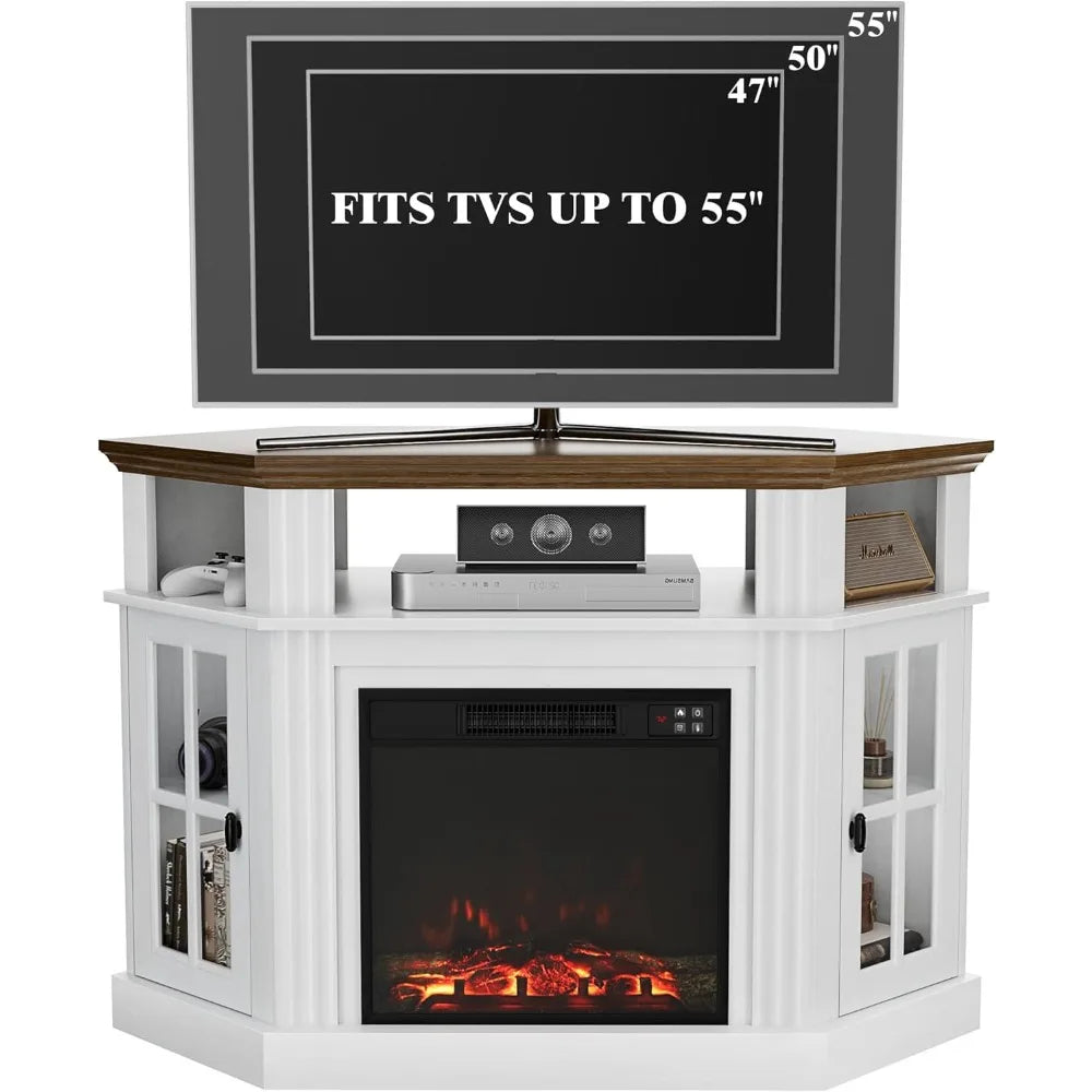 Fireplace Corner TV Stand Modern Console With Electric Fireplace