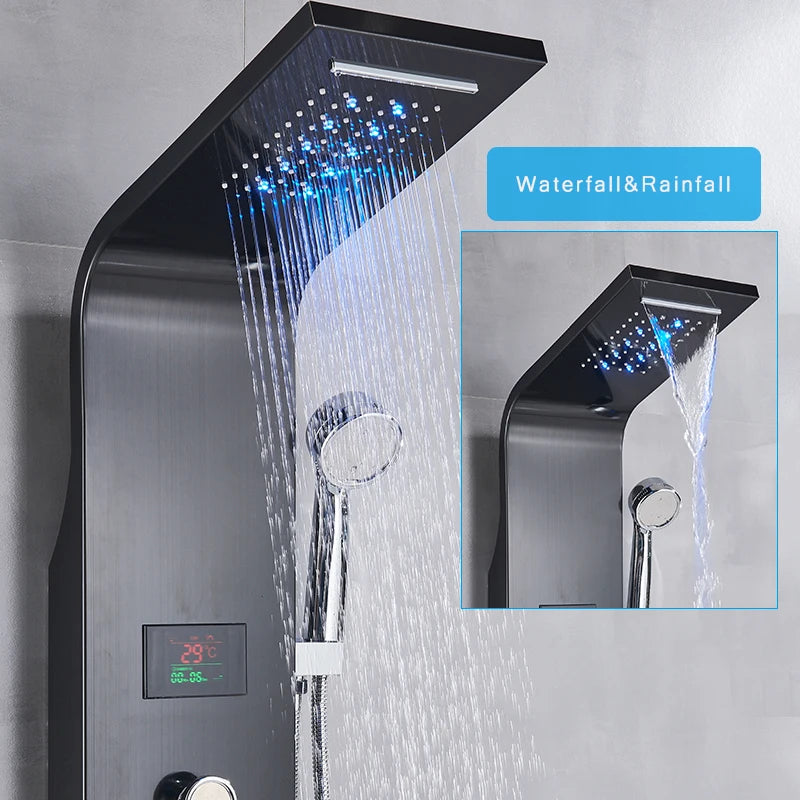 MYQualife LED Rainfall Waterfall Shower Panel System