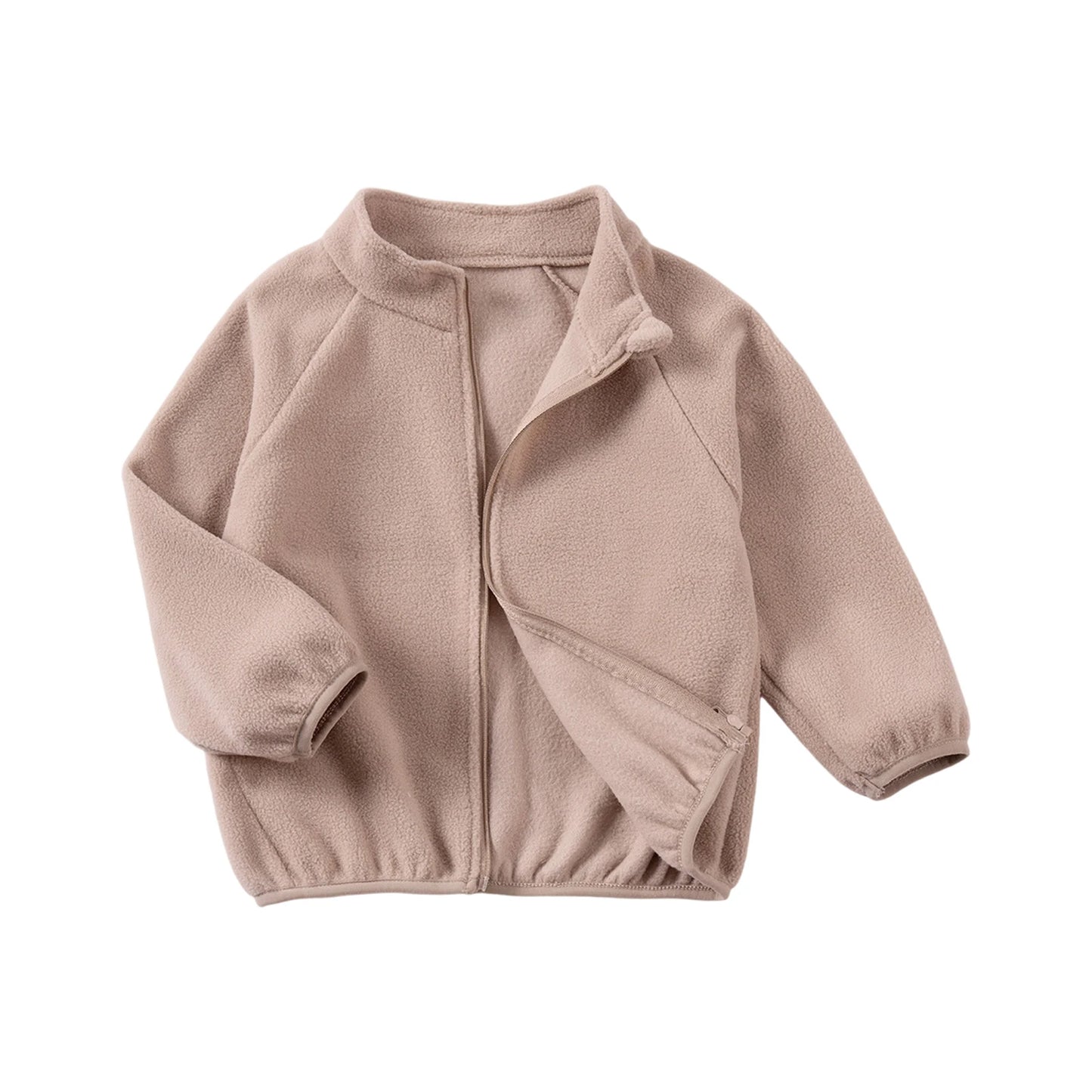 Girls Winter Fleece Jacket With Zipper Closure And Stand Collar For Toddlers