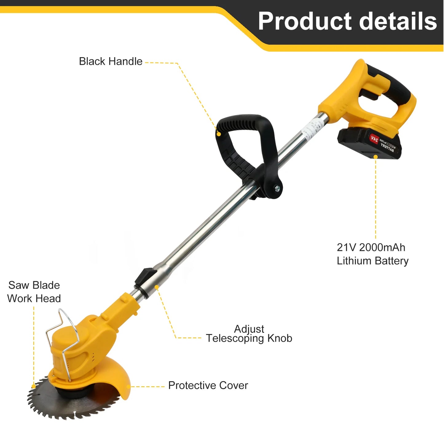 21V Cordless Grass Trimmer 3 In 1 Edger Brush Cutter