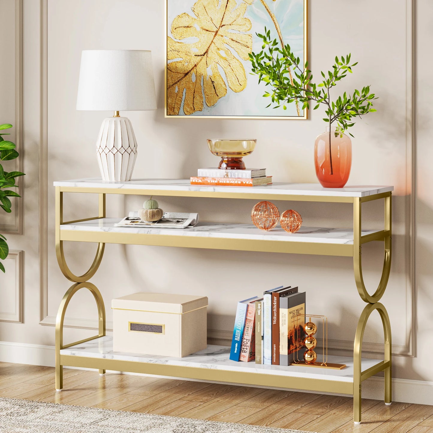 Tribesigns 3-Tier Console Table Open Storage Shelves Narrow Hallway