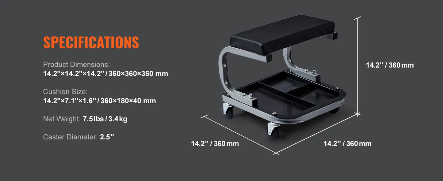 SucceBuy Mechanic Stool Padded Rolling Pneumatic Creeper For Garage Repair