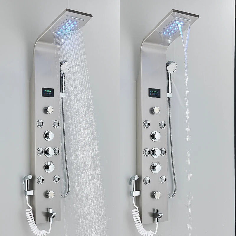 MYQualife LED Rainfall Waterfall Shower Panel System
