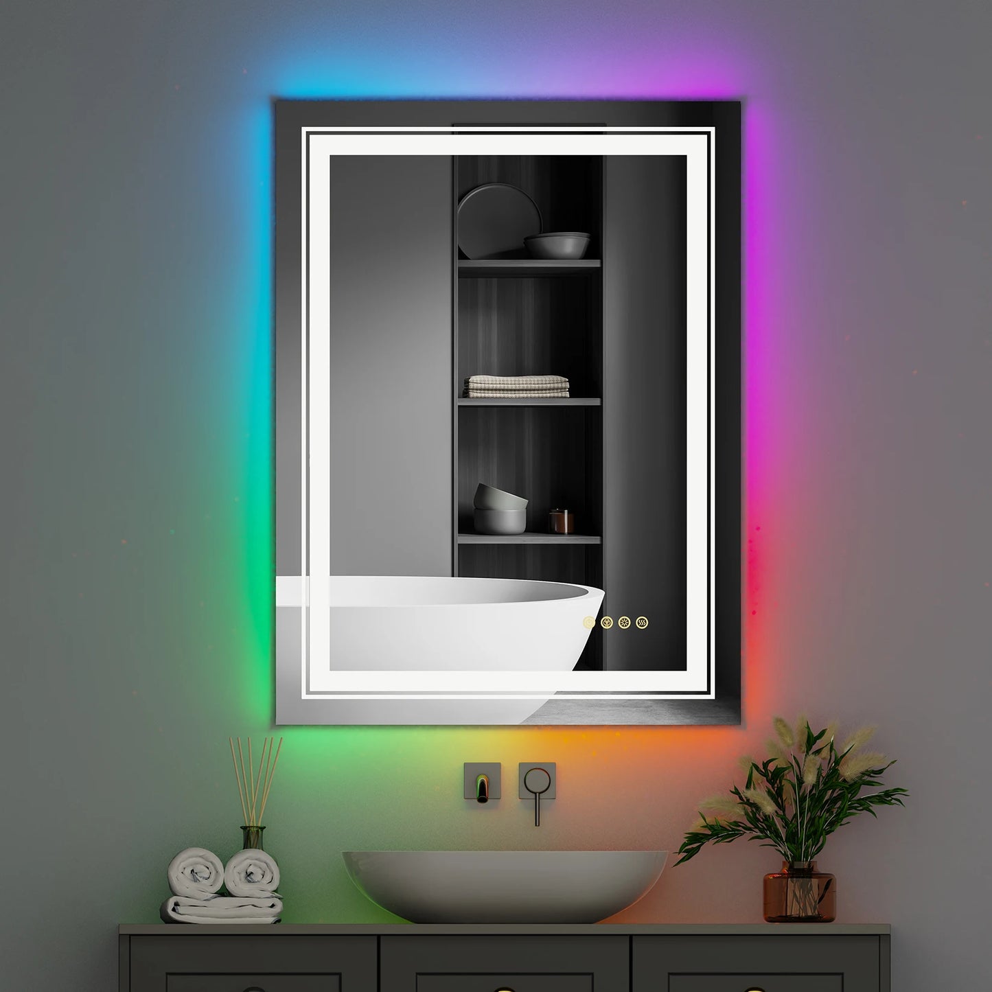 Wisfor LED Vanity Mirror RGB Backlit Dimmable Anti Fog
