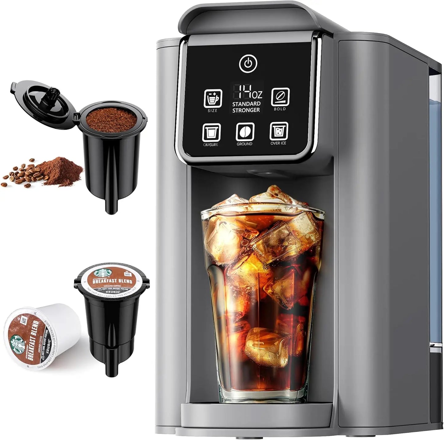 Iosn Hot and Iced Coffee Maker Single Serve for K Cup
