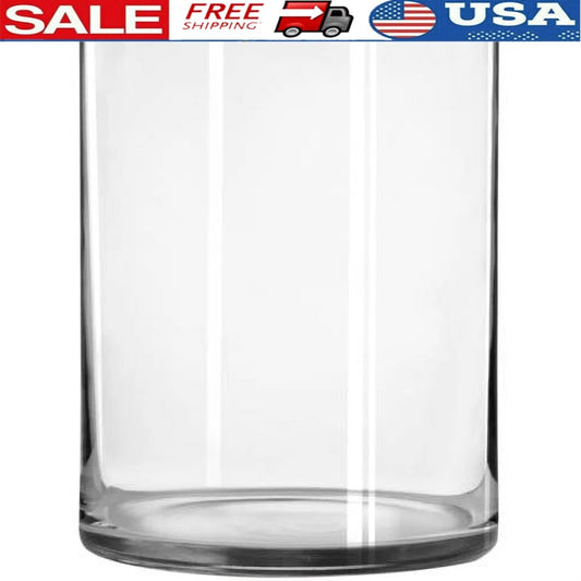XMSJH Clear Glass Cylinder Vase With Sturdy Base Display