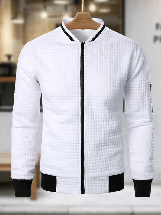 Guangdong Men Casual Fit Zipper Up Lightweight Stand Collar Jacket Contrast