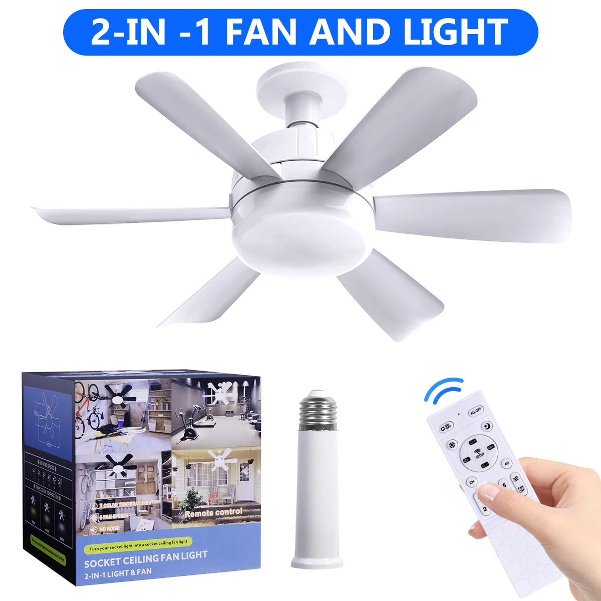 Mexllex LED Ceiling Fan Light With Remote E26 Socket