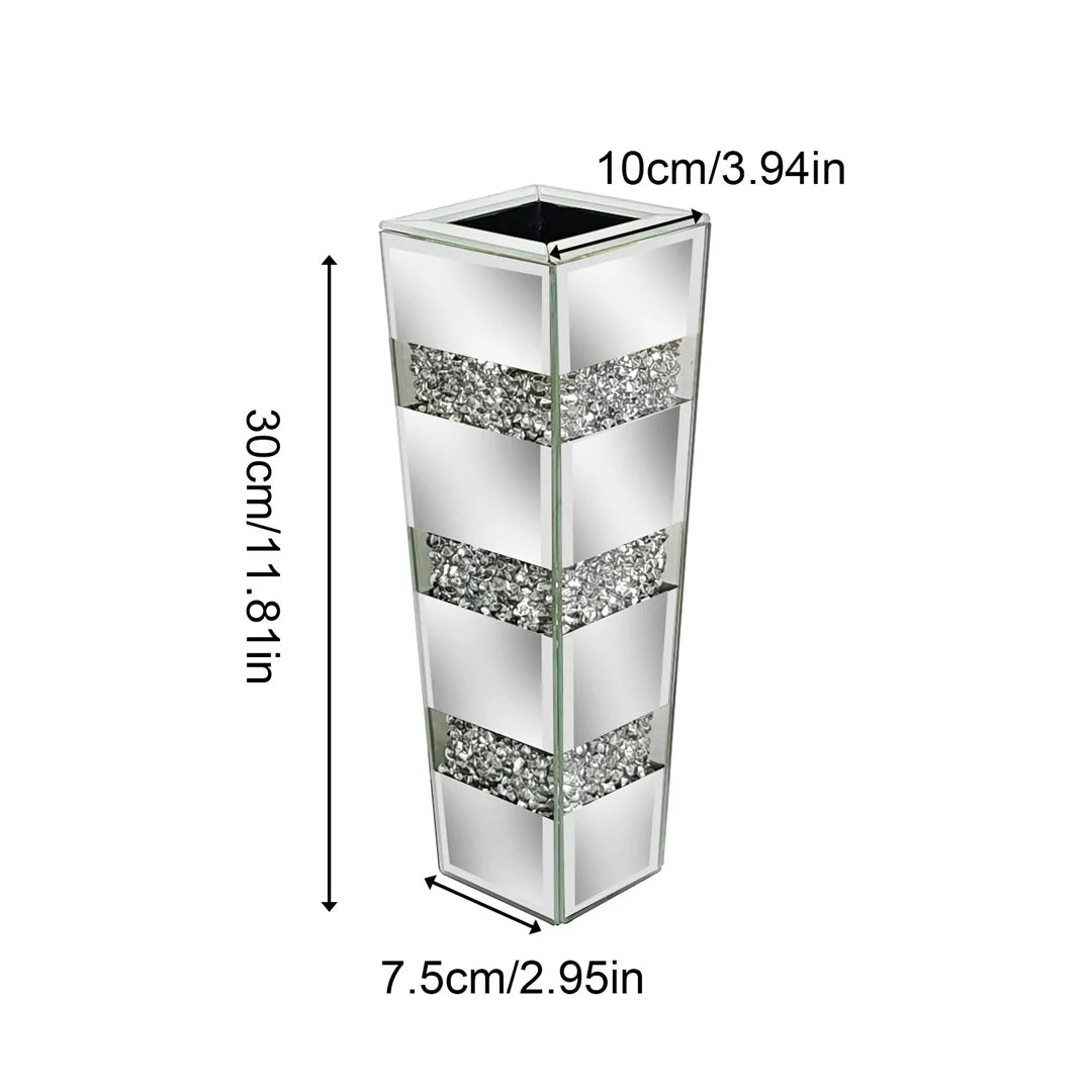 Function Modern Floor Vase Crystal Silver Mirrored