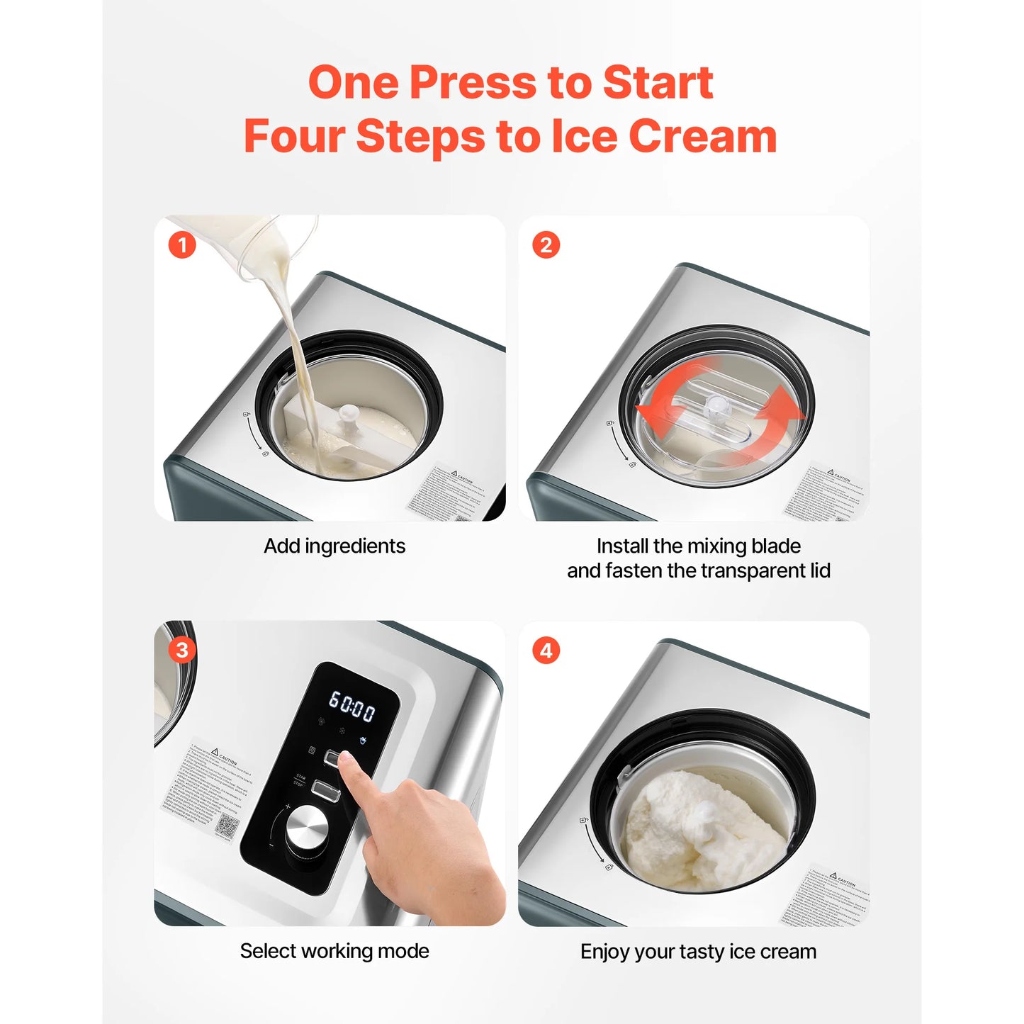 SucceBuy Automatic Ice Cream Maker With Built In Compressor