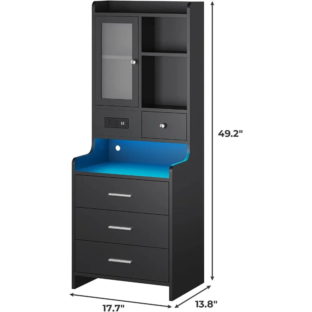 XMSJ Nightstand Set of 2 With Charging Station Shelves