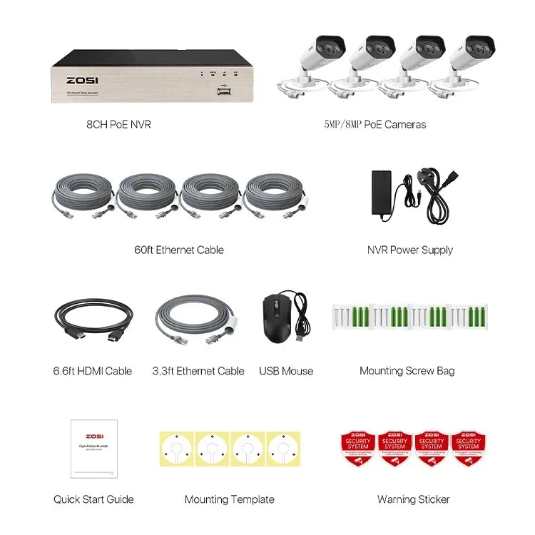 H.265 8MP Outdoor PoE CCTV Camera System Night Vision