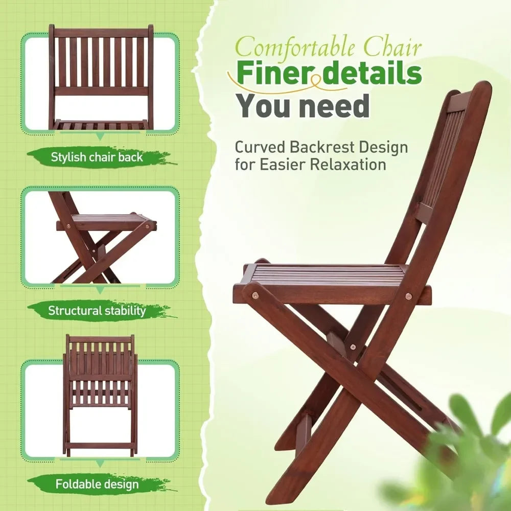 Guangbai 5 Piece Patio Dining Set All Weather Acacia Wood