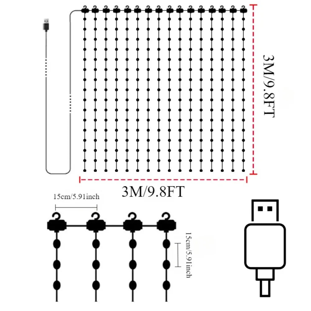 MIMIRGB USB LED Smart Curtain Lights Bluetooth RGB Fairy