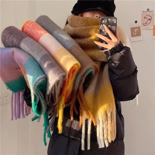 SENAIFEICN Winter Thick Warm Scarf Women Polyester Shawl