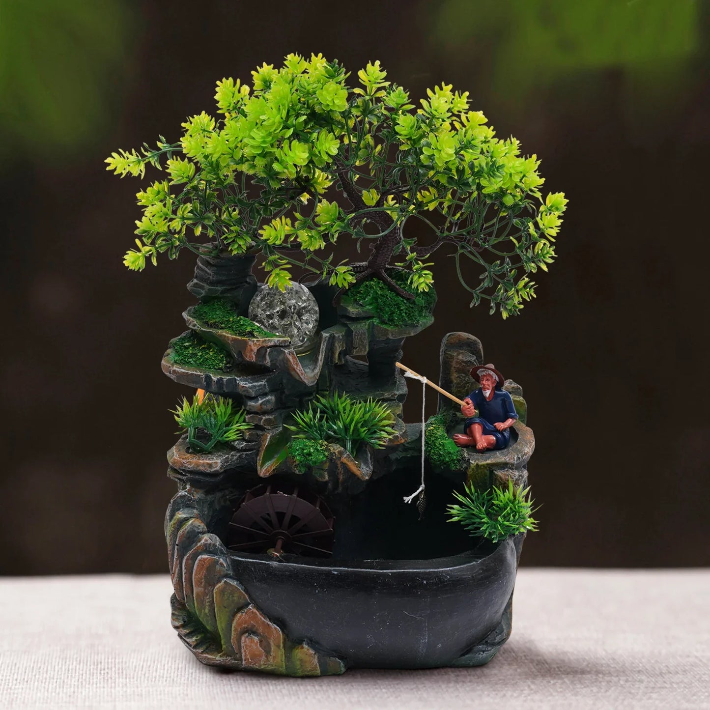 Hign-concerned Resin Tabletop Fountain With LED Lights