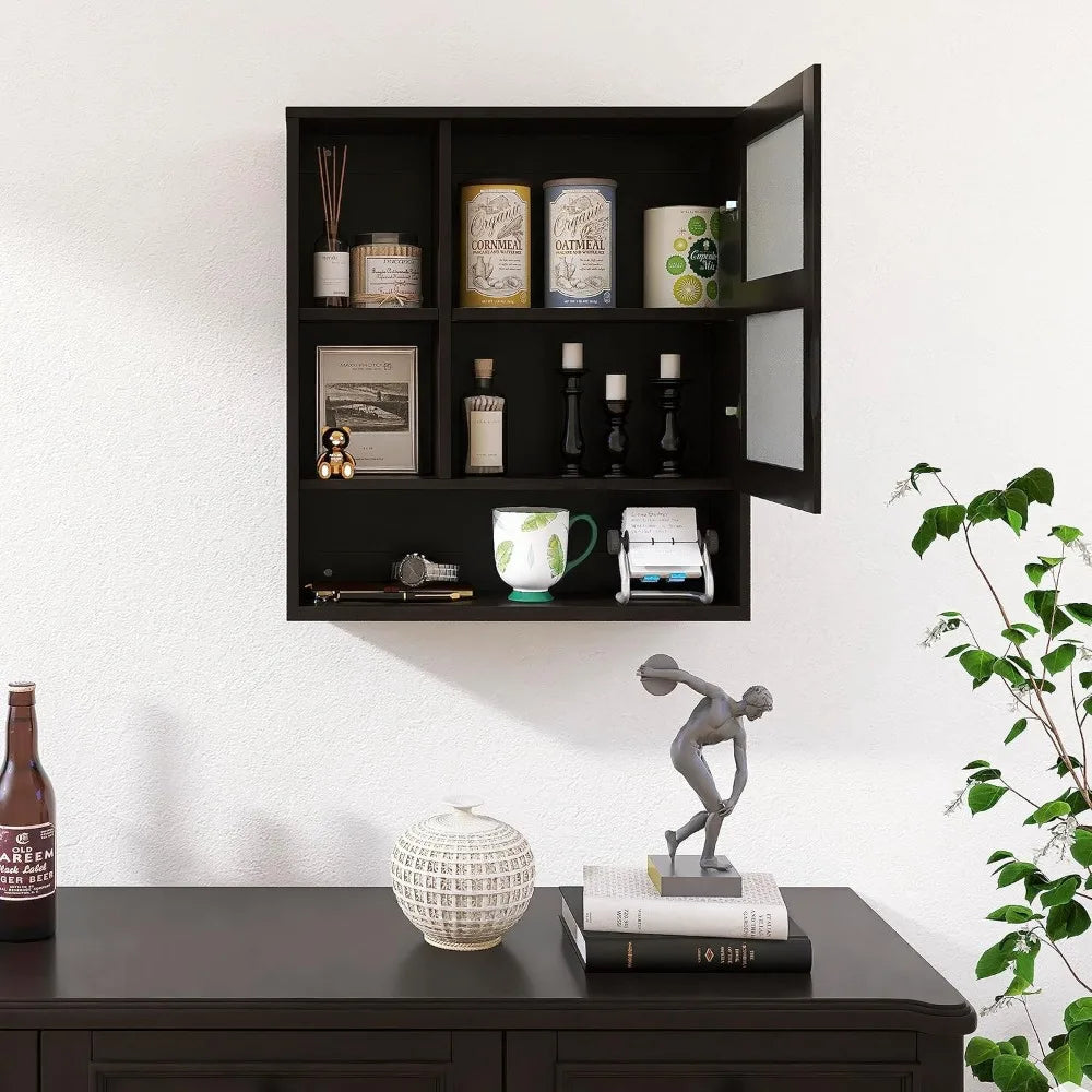 Color Bamboo Mirror Cabinet Wall Mounted Space Saver