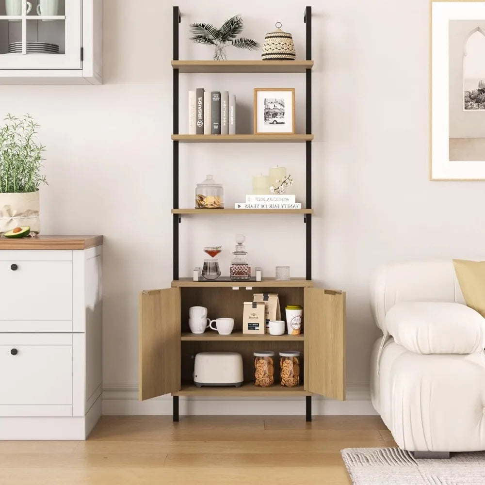 General Ladder Shelf With Cabinets Set Of 2 Wall Mount