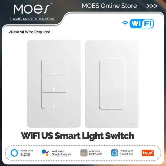 MOES Tuya WiFi Smart Light Switch US Single Pole Neutral