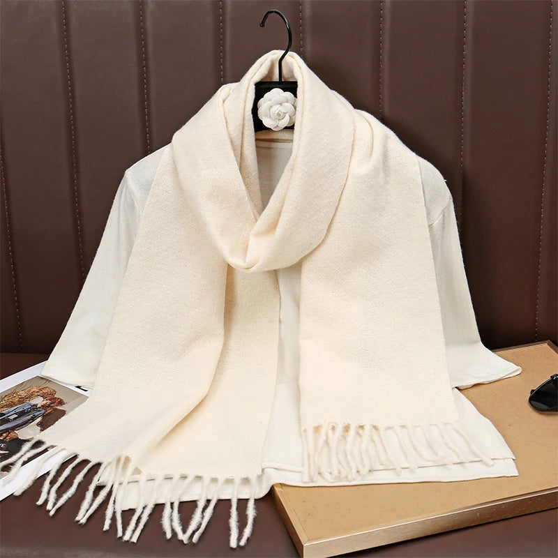 Runmeifacn Warm Cashmere Scarf For Women Solid Knit Wrap