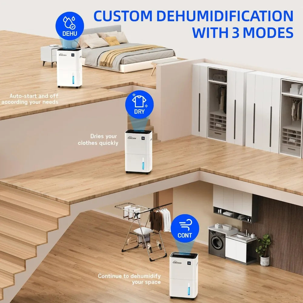 Britsou 50 Pint Dehumidifier For Basement With Drain Hose