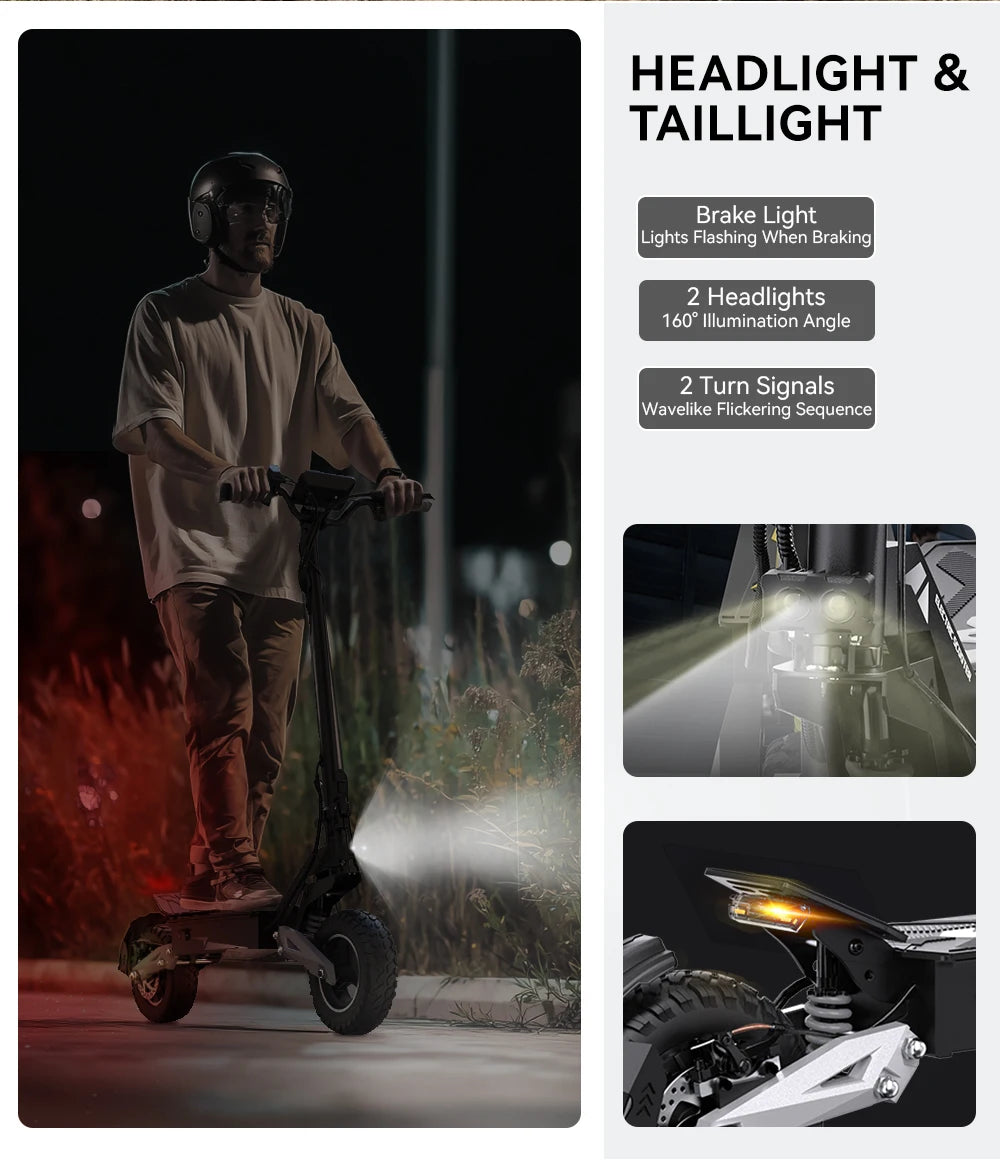 OOTD T10 Foldable Electric Scooter 900W Motor 18Ah Battery 45-60km Range