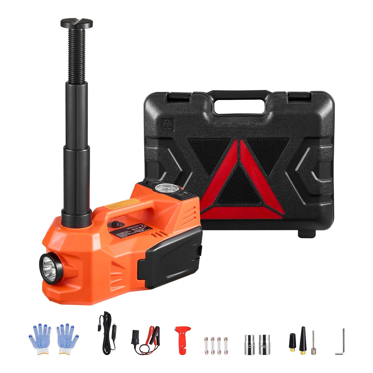 Succebuy 12V Electric Car Jack With Built-In Inflator LED Light