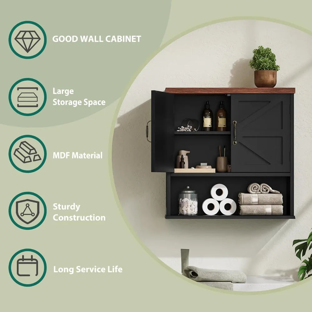 Farmhouse Wall Mounted Cabinet With Adjustable Shelves