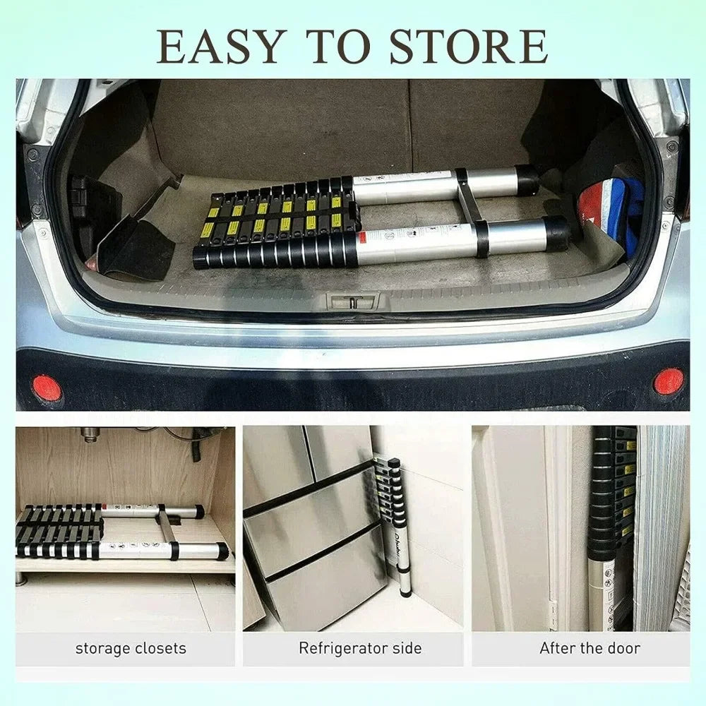 ANGDUO Telescoping Aluminum Ladder with Detachable Hooks