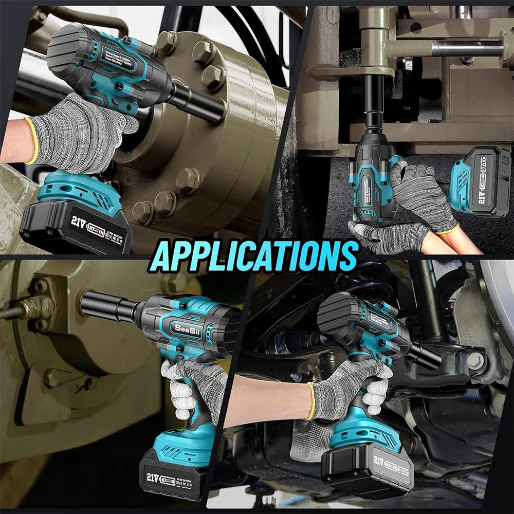 Seesii 1000Nm Brushless Cordless Impact Wrench Half Inch